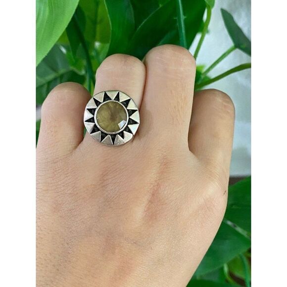 Sterling Silver 925 Yellow Stone Ring - Picture 6 of 8